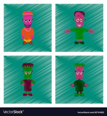 Assembly flat shading style icon zombie men vector image