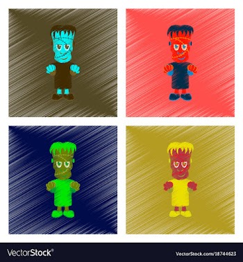 Assembly flat shading style icon zombie men vector image