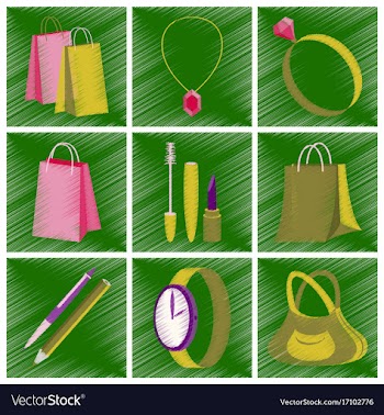 Assembly flat shading style icons accessories vector image