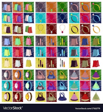 Assembly flat shading style icons accessories vector image