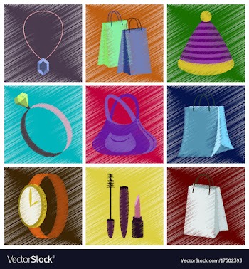 Assembly flat shading style icons accessories vector image