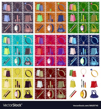 Assembly flat shading style icons accessories vector image