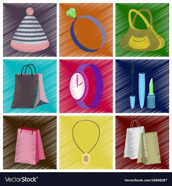 Assembly flat shading style icons accessories vector image