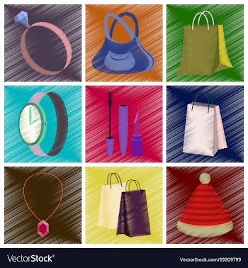Assembly flat shading style icons accessories vector image