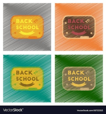 Assembly flat shading style icons Back to school vector image
