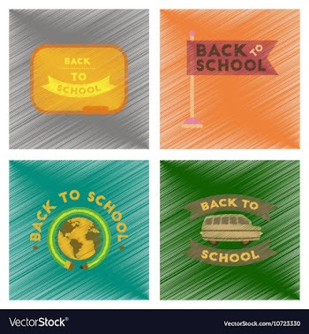 Assembly flat shading style icons Back to school vector image