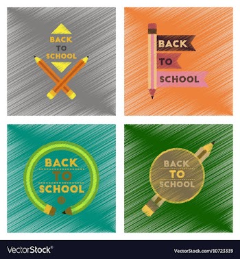 Assembly flat shading style icons Back to school vector image