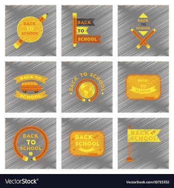 Assembly flat shading style icons Back to school vector image