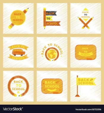 Assembly flat shading style icons Back to school vector image