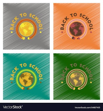 Assembly flat shading style icons back to school vector image