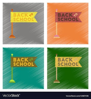 Assembly flat shading style icons back to school vector image