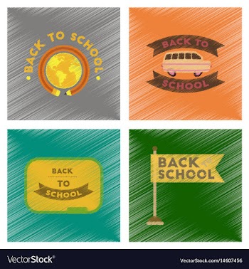 Assembly flat shading style icons back to school vector image
