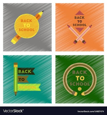 Assembly flat shading style icons back to school vector image