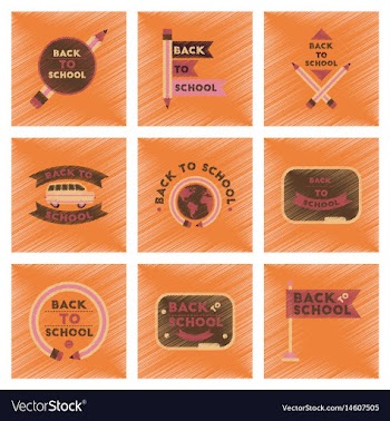 Assembly flat shading style icons back to school vector image