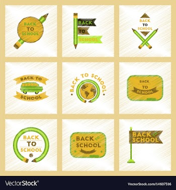 Assembly flat shading style icons back to school vector image
