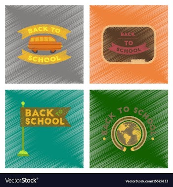 Assembly flat shading style icons back to school vector image