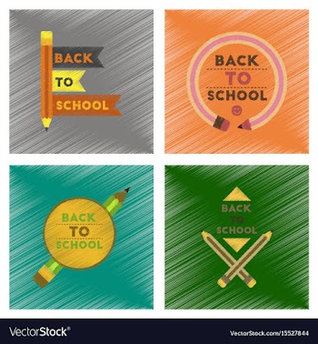 Assembly flat shading style icons back to school vector image