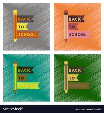 Assembly flat shading style icons back to school vector image