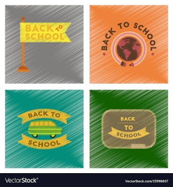 Assembly flat shading style icons back to school vector image