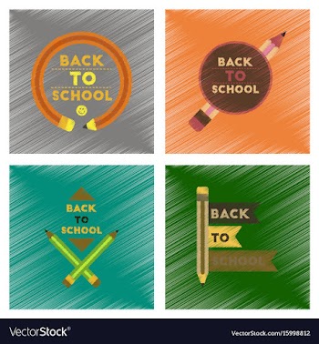 Assembly flat shading style icons back to school vector image