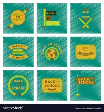 Assembly flat shading style icons back to school vector image