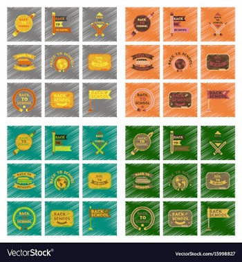 Assembly flat shading style icons back to school vector image