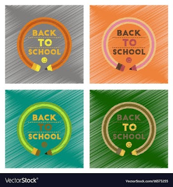 Assembly flat shading style icons back to school vector image