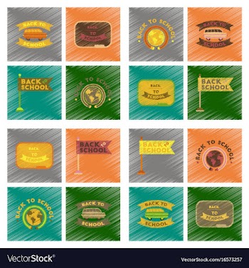 Assembly flat shading style icons back to school vector image