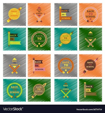 Assembly flat shading style icons back to school vector image