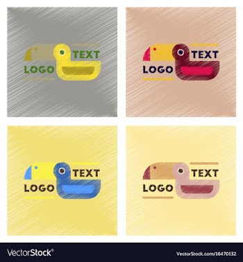 Assembly flat shading style icons bird logo vector image