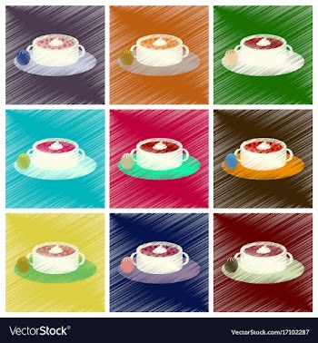 Assembly flat shading style icons bread-soup with vector image