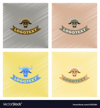 Assembly flat shading style icons bull logo vector image
