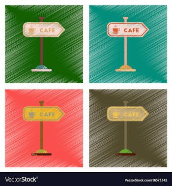 Assembly flat shading style icons cafe sign vector image
