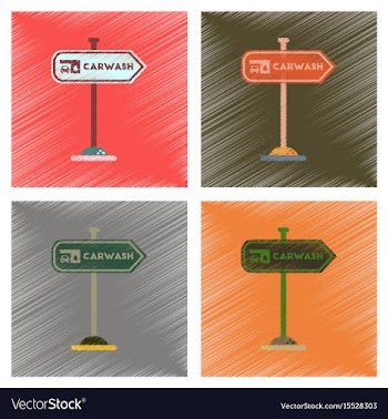 Assembly flat shading style icons car wash sign vector image