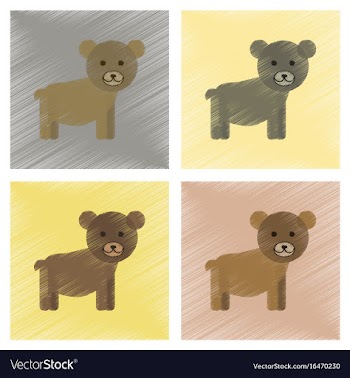 Assembly flat shading style icons cartoon bear vector image