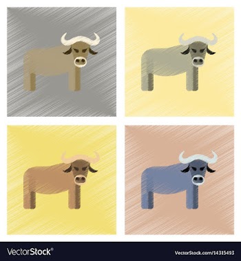 Assembly flat shading style icons cartoon bull vector image