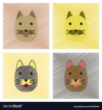 Assembly flat shading style icons cartoon cat vector image