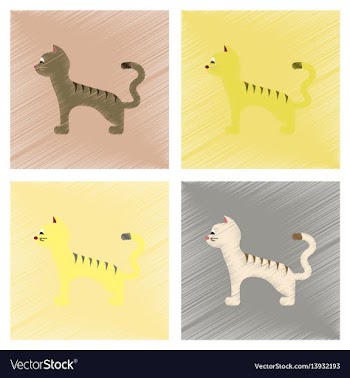 Assembly flat shading style icons cartoon cat vector image