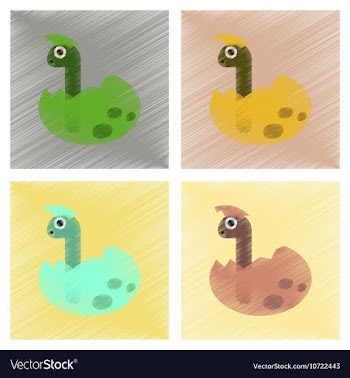 Assembly flat shading style icons cartoon dinosaur vector image