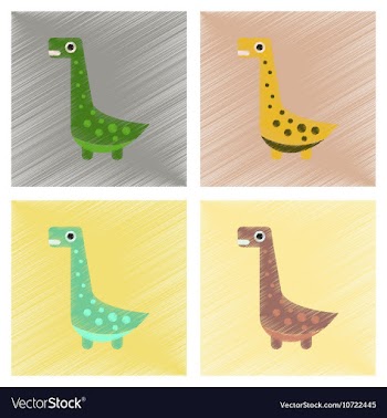 Assembly flat shading style icons cartoon dinosaur vector image
