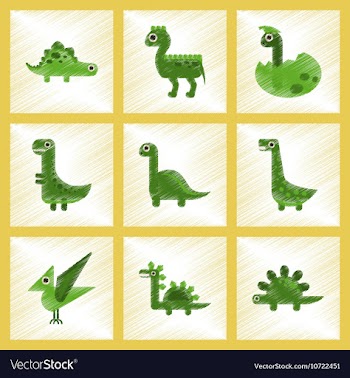 Assembly flat shading style icons cartoon dinosaur vector image