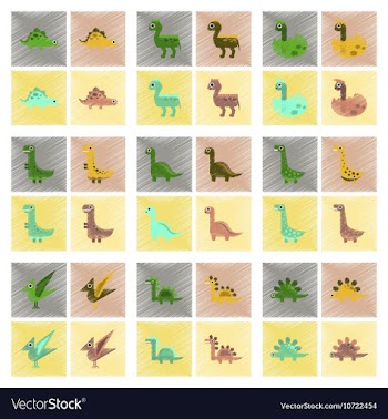 Assembly flat shading style icons cartoon dinosaur vector image