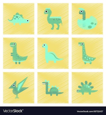 Assembly flat shading style icons cartoon dinosaur vector image
