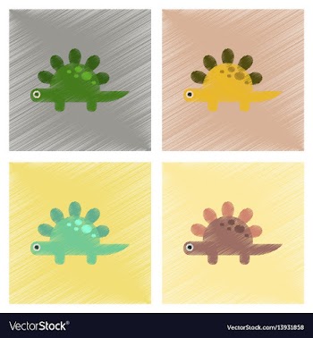 Assembly flat shading style icons cartoon dinosaur vector image