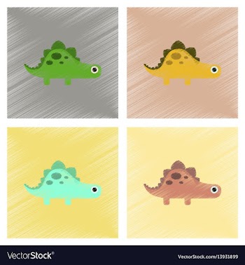 Assembly flat shading style icons cartoon dinosaur vector image