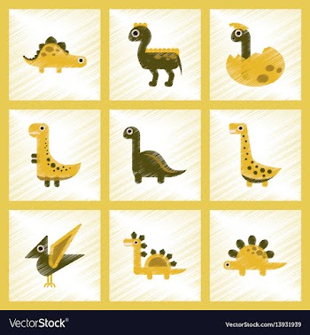 Assembly flat shading style icons cartoon dinosaur vector image