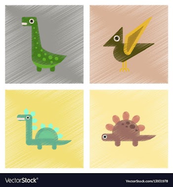 Assembly flat shading style icons cartoon dinosaur vector image