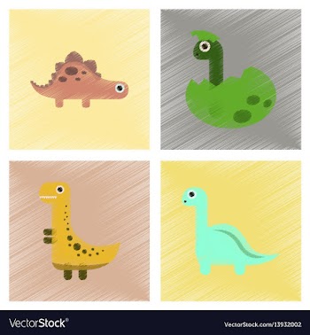 Assembly flat shading style icons cartoon dinosaur vector image