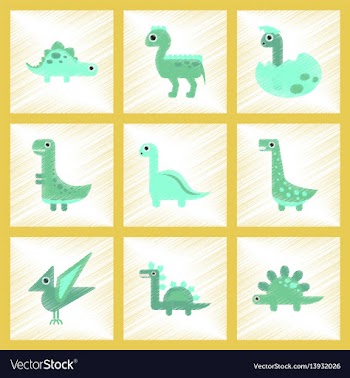 Assembly flat shading style icons cartoon dinosaur vector image