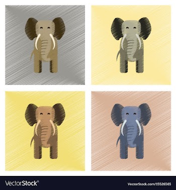 Assembly flat shading style icons cartoon elephant vector image